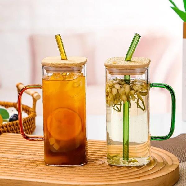 Glass Cup With Wooden Lid